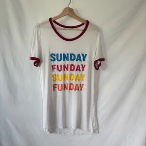2/$20 Sunday Funday Oversized Contrast Collar Graphic Tee